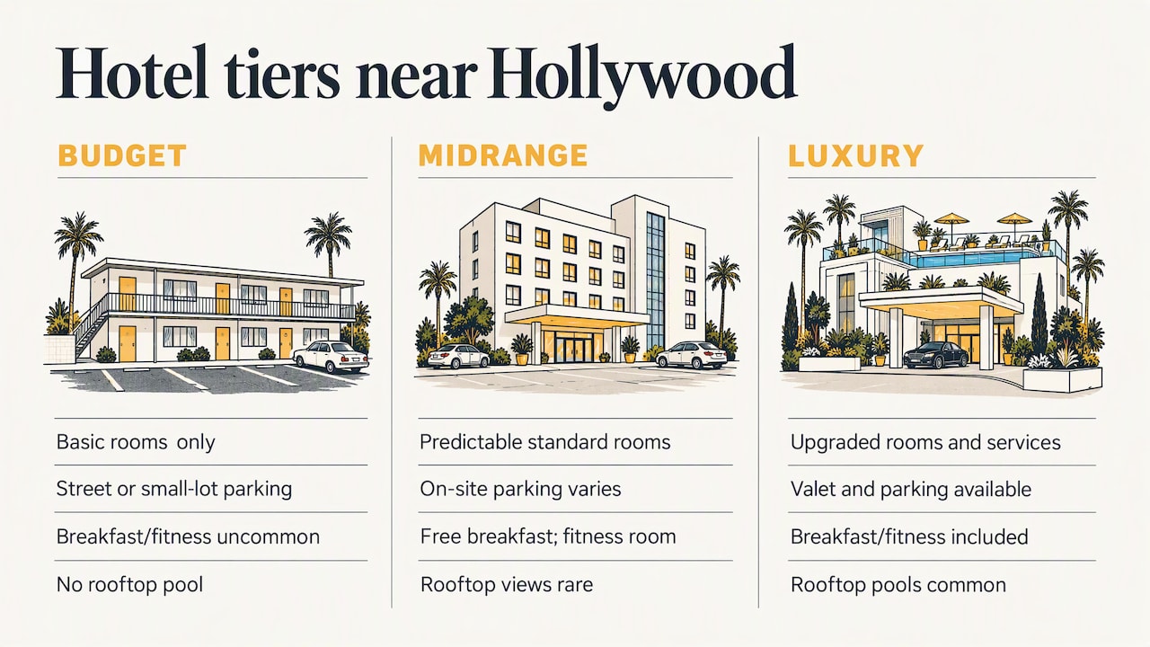 Comparison of Hollywood hotel price tiers