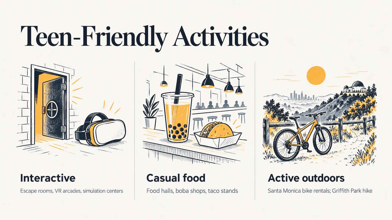 Three categories of activities for teens in LA