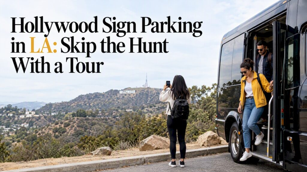 Tour visitors viewing the Hollywood Sign