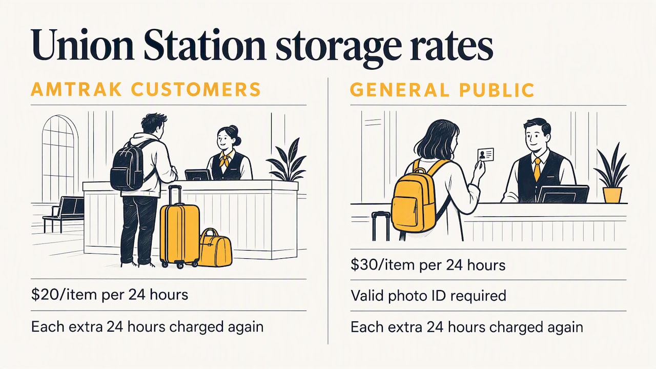 Union Station luggage storage prices by customer type
